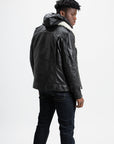 Non-Water Repellent Shearling Trim Leather Jacket | Prometheus
