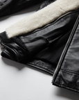 Non-Water Repellent Shearling Trim Leather Jacket | Prometheus