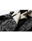 Non-Water Repellent Shearling Trim Leather Jacket | Prometheus
