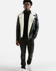 Non-Water Repellent Shearling Trim Leather Jacket | Prometheus