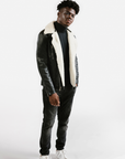 On Hand Shearling Trim Leather Jacket | Prometheus