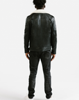 Non-Water Repellent Shearling Trim Leather Jacket | Prometheus
