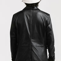 Non Water-Repellent Three-Button Leather Blazer | Chiron