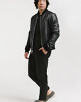 Non Water-Repellent Bomber Leather Jacket | Odysseus