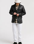 Three-Button Leather Blazer | Chiron