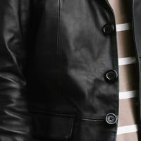 Non Water-Repellent Three-Button Leather Blazer | Chiron