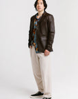 Non Water-Repellent Three-Button Leather Blazer | Chiron