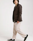Non Water-Repellent Three-Button Leather Blazer | Chiron