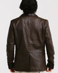 Non Water-Repellent Three-Button Leather Blazer | Chiron