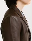 Non Water-Repellent Three-Button Leather Blazer | Chiron