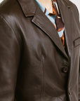 Non Water-Repellent Three-Button Leather Blazer | Chiron