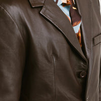 On Hand Three-Button Leather Blazer | Chiron