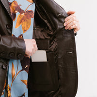 On Hand Three-Button Leather Blazer | Chiron