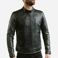 Non Water-Repellent Slim Racer Leather Jacket | Theseus