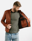 Non Water-Repellent Slim Racer Leather Jacket | Theseus