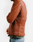 Non Water-Repellent Slim Racer Leather Jacket | Theseus