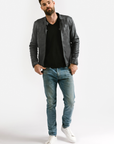 On Hand Slim Racer Leather Jacket | Theseus