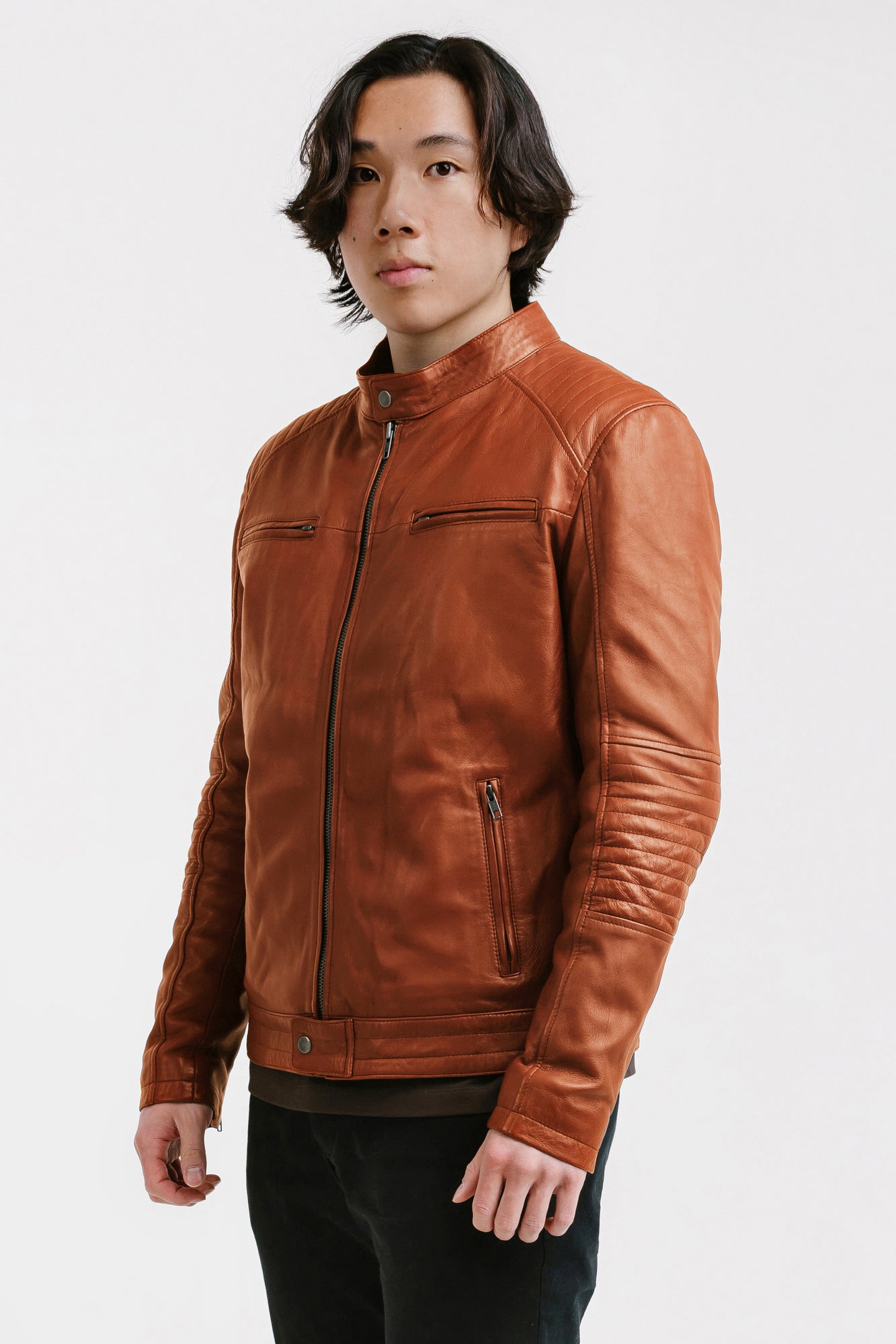 Men's Water-Repellent Racer Leather Jacket | Achilles – Threads of