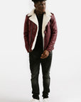 Shearling Trim Leather Jacket | Prometheus