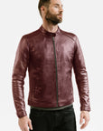 Non Water-Repellent Slim Racer Leather Jacket | Theseus