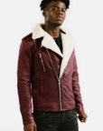 Non-Water Repellent Shearling Trim Leather Jacket | Prometheus