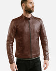 Non Water-Repellent Slim Racer Leather Jacket | Theseus