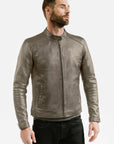Non Water-Repellent Slim Racer Leather Jacket | Theseus