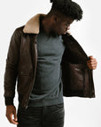Non Water-Repellent Aviator Leather Jacket | Icarus