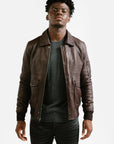 Non Water-Repellent Aviator Leather Jacket | Icarus