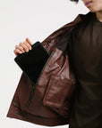 Non Water-Repellent Racer Leather Jacket | Achilles