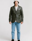 Non Water-Repellent Three-Button Leather Blazer | Chiron