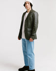 Non Water-Repellent Three-Button Leather Blazer | Chiron