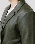 Non Water-Repellent Three-Button Leather Blazer | Chiron