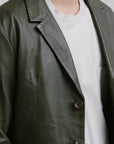 Non Water-Repellent Three-Button Leather Blazer | Chiron