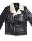 Non-Water Repellent Shearling Trim Leather Jacket | Prometheus