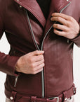 On Hand Non Water-Repellent Biker Leather Jacket | Ares