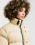 Mid-Length Puffer Leather Jacket | Hestia