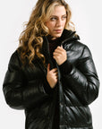 Long-Length Puffer Leather Jacket | Hestia