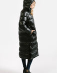 Long-Length Puffer Leather Jacket | Hestia