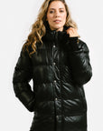 Long-Length Puffer Leather Jacket | Hestia
