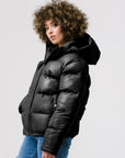 Mid-Length Puffer Leather Jacket | Hestia