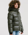Mid-Length Puffer Leather Jacket | Hestia
