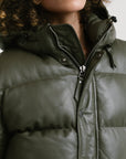 Mid-Length Puffer Leather Jacket | Hestia