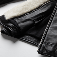 On Hand Shearling Trim Leather Jacket | Prometheus