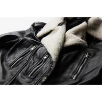 On Hand Shearling Trim Leather Jacket | Prometheus