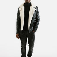 On Hand Shearling Trim Leather Jacket | Prometheus