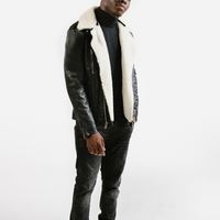 On Hand Shearling Trim Leather Jacket | Prometheus