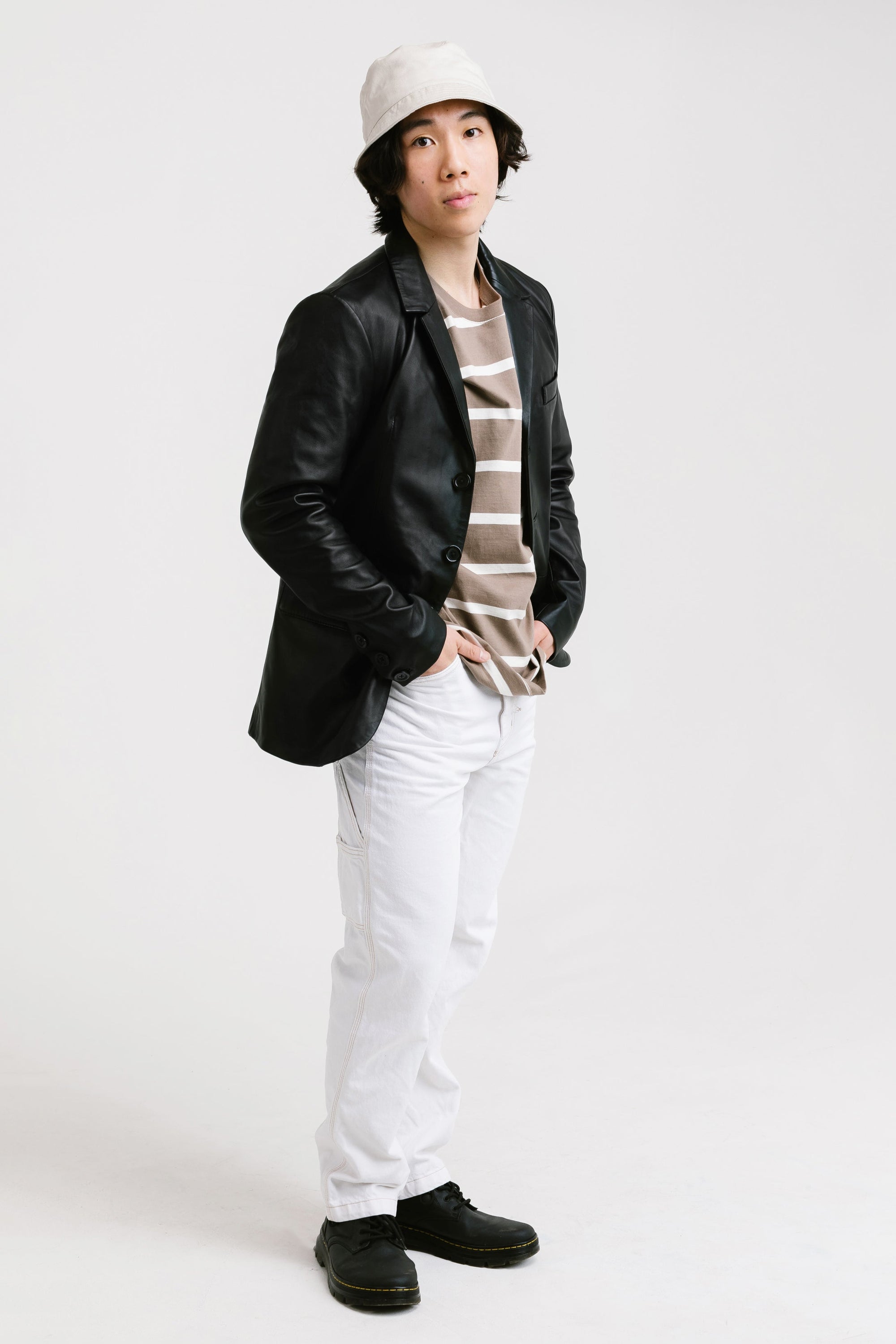 Three-Button Leather Blazer | Chiron