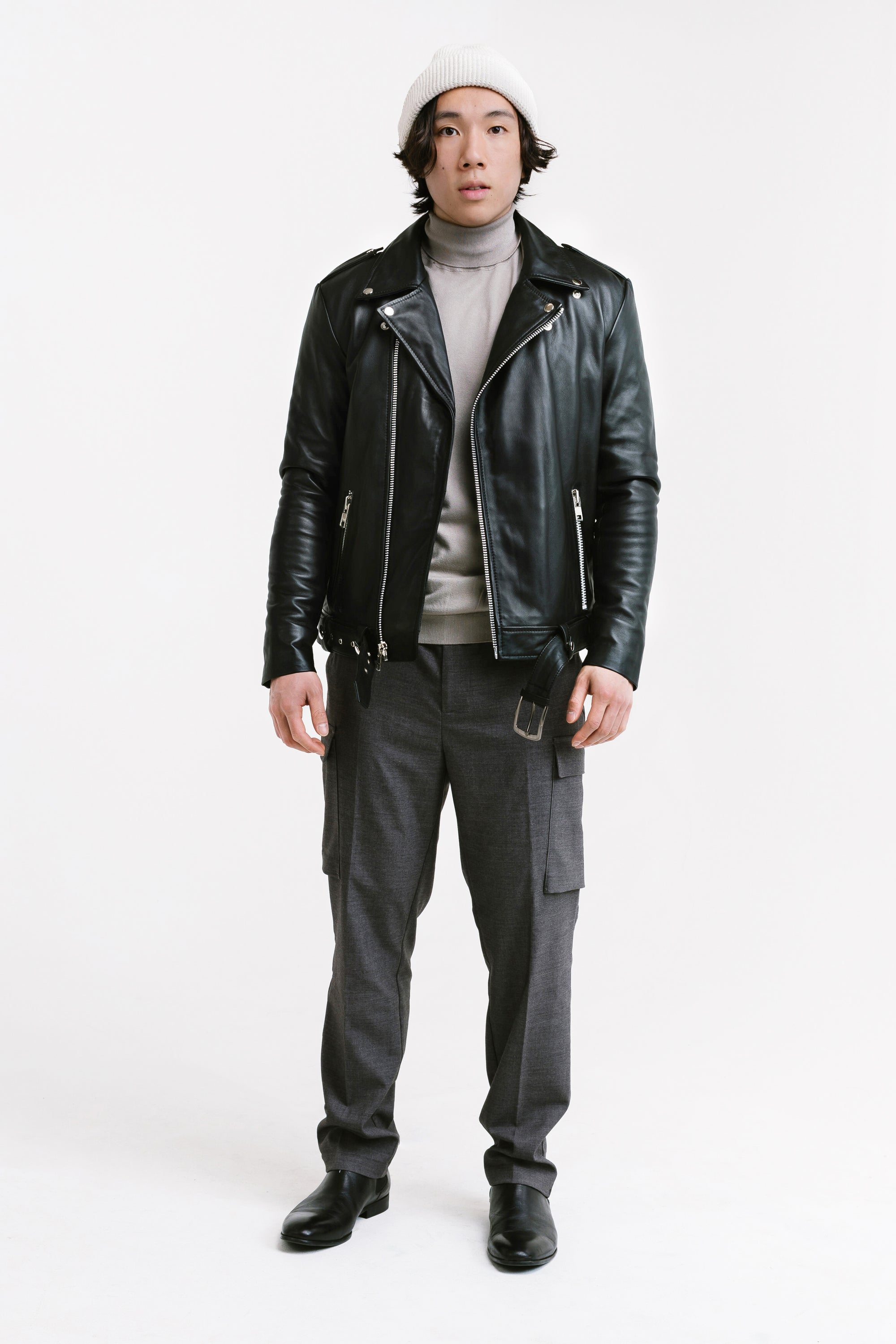 On Hand Non Water-Repellent Biker Leather Jacket | Ares