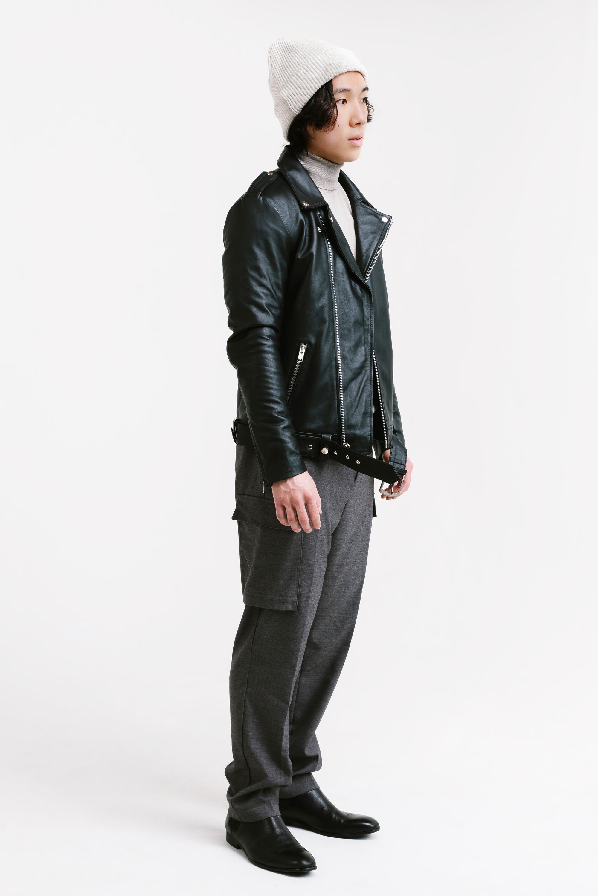 On Hand Non Water-Repellent Biker Leather Jacket | Ares